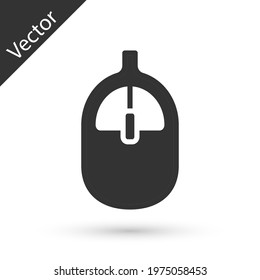 Grey Computer mouse icon isolated on white background. Optical with wheel symbol.  Vector