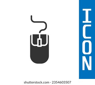 Grey Computer mouse icon isolated on white background. Optical with wheel symbol.  Vector Illustration