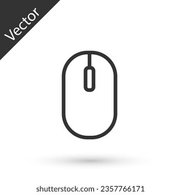 Grey Computer mouse icon isolated on white background. Optical with wheel symbol. Vector