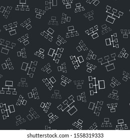 Grey Computer network icon isolated seamless pattern on black background. Laptop network. Internet connection.  Vector Illustration