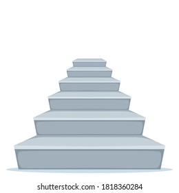 Grey concrete staircase. Stair template front view, vector illustration isolated on white