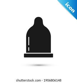 Grey Condom icon isolated on white background. Safe love symbol. Contraceptive method for male.  Vector