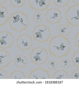 Grey cone flower with text vector repeat pattern