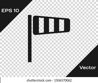 Grey Cone meteorology windsock wind vane icon isolated on transparent background. Windsock indicate the direction and strength of the wind.  Vector Illustration