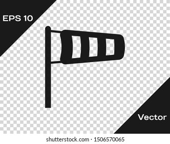 Grey Cone meteorology windsock wind vane icon isolated on transparent background. Windsock indicate the direction and strength of the wind.  Vector Illustration