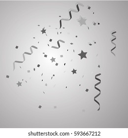Grey confetti background. Many falling tiny confetti pieces.Illustration vector eps10