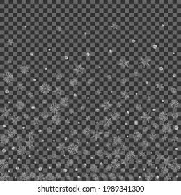 Vector transparente de fondo de confetti gris. Ilustración Aislada De Nieve. Luz de lago plateado. Tarjeta escarpada.
