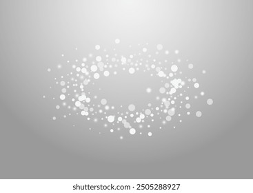 Grey Confetti Vector Grey Background. Silver Falling Snowflake Banner. Shine Snow Backdrop. Elegant Dots Design.