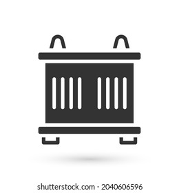 Grey Container icon isolated on white background. Crane lifts a container with cargo.  Vector