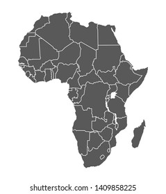 Grey Contour Map Of Africa On White Background. Vector
