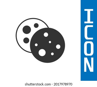 Grey Cookie or biscuit with chocolate icon isolated on white background.  Vector