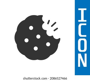 Grey Cookie or biscuit with chocolate icon isolated on white background.  Vector