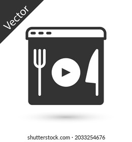 Icono de streaming en vivo de cocina griega aislado en fondo blanco.  Vector