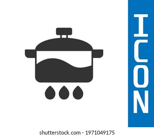 Grey Cooking pot icon isolated on white background. Boil or stew food symbol.  Vector