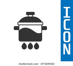 Grey Cooking pot icon isolated on white background. Boil or stew food symbol.  Vector