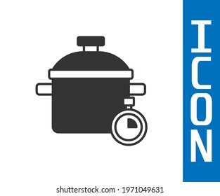 Grey Cooking pot icon isolated on white background. Boil or stew food symbol.  Vector