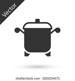 Icono de la olla de cocina gris aislado en fondo blanco. Hervir o estofar el símbolo de la comida.  Vector