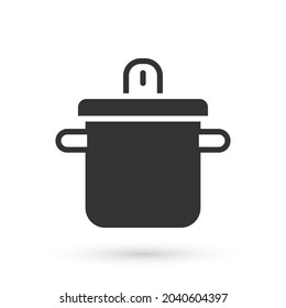 Icono de la olla de cocina gris aislado en fondo blanco. Hervir o estofar el símbolo de la comida.  Vector