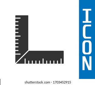Grey Corner ruler icon isolated on white background. Setsquare, angle ruler, carpentry, measuring utensil, scale.  Vector Illustration