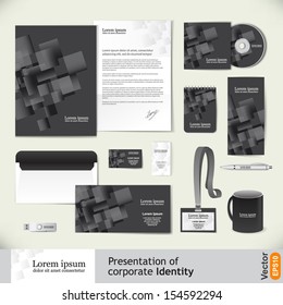 Grey corporate identity template with 3d elements