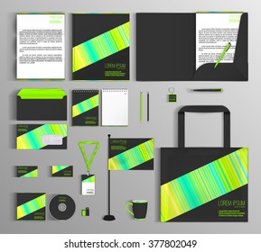 Grey corporate identity template with color elements. Vector company style for brandbook and guideline