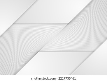 Grey corporate paper abstract background with curved lines. Geometry vector design
