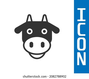 Grey Cow head icon isolated on white background.  Vector