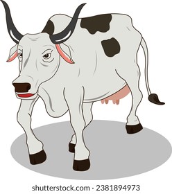 Grey cow isolated on white background cartoonist vector illustration