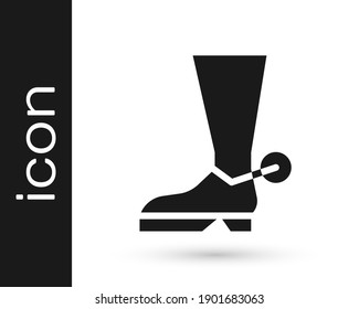 Grey Cowboy boot icon isolated on white background.  Vector Illustration