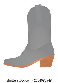 Grey cowboy boot. vector illustration