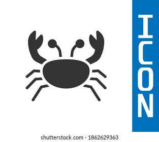 Grey Crab icon isolated on white background.  Vector