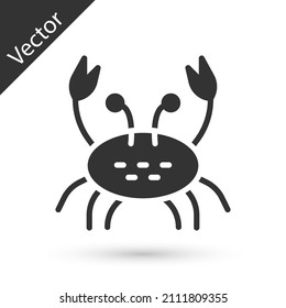 Icono de cangrejo gris aislado en fondo blanco.  Vector