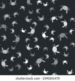 Grey Crab icon isolated seamless pattern on black background.  Vector Illustration