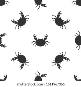 Grey Crab icon isolated seamless pattern on white background.  Vector Illustration