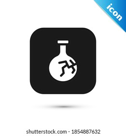 Grey Cracked test tube and flask chemical laboratory test icon isolated on white background. Laboratory glassware sign.  Vector