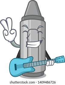  grey crayon with guitar mascot.