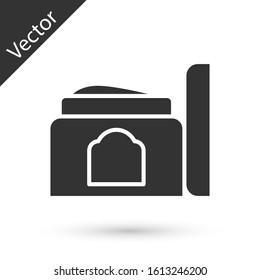 Grey Cream or lotion cosmetic tube icon isolated on white background. Body care products for men.  Vector Illustration