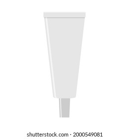 Grey cream tube. Plastic jar for cosmetics or toothpaste. Flat style. Isolated vector illustration. 