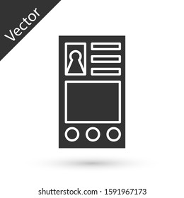 Grey Create account screen icon isolated on white background.  Vector Illustration
