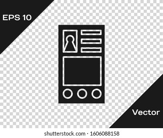 Grey Create account screen icon isolated on transparent background.  Vector Illustration