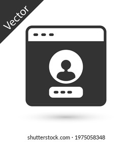 Grey Create account screen icon isolated on white background.  Vector