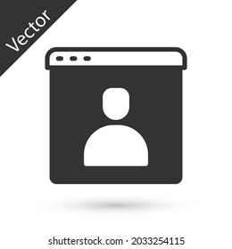 Grey Create account screen icon isolated on white background.  Vector