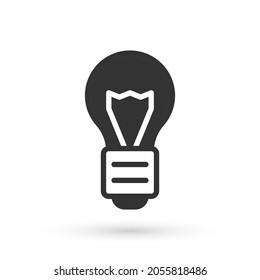Icono de la idea de luz creativa gris de la lámpara aislado en fondo blanco. Concepción de ideas inspiración, invención, pensamiento efectivo, conocimiento y educación.  Vector