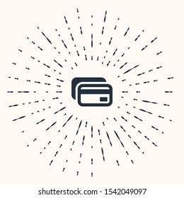 Grey Credit card icon isolated on beige background. Online payment. Cash withdrawal. Financial operations. Shopping sign. Abstract circle random dots. Vector Illustration