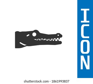 Grey Crocodile icon isolated on white background. Animal symbol.  Vector