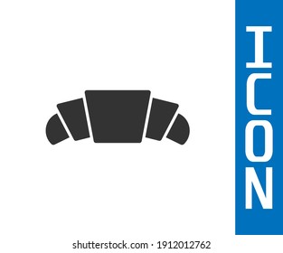 Grey Croissant icon isolated on white background.  Vector