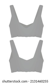 Grey crop sleeveless t shirt. vector illustration