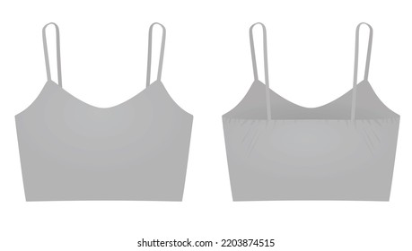 Grey crop sleeveless t shirt. vector illustration