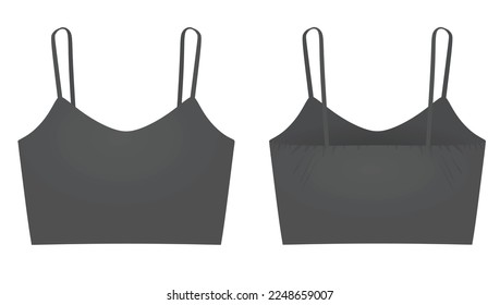 Grey crop sleeveless t shirt. vector illustration