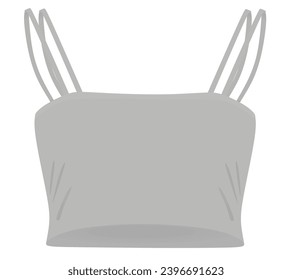 Grey  crop sleeveless t shirt. vector illustration